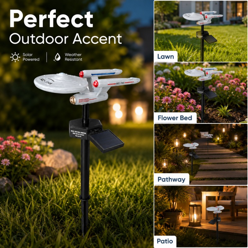 Smart Garden Light Camera - Star Trek USS Enterprise Solar-Gartenleuchte mit