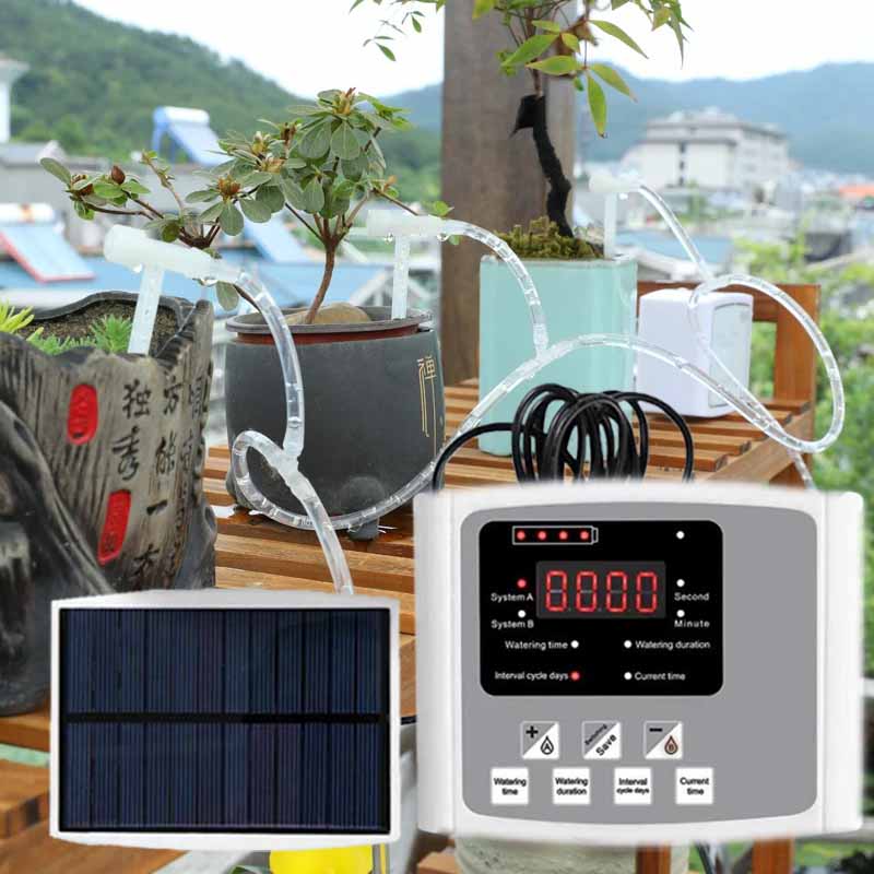 Smart Garden Tap Timer - Automatisches Tropfbewässerungsgerät mit Solarenergie, Doppelpumpe, verstellbares