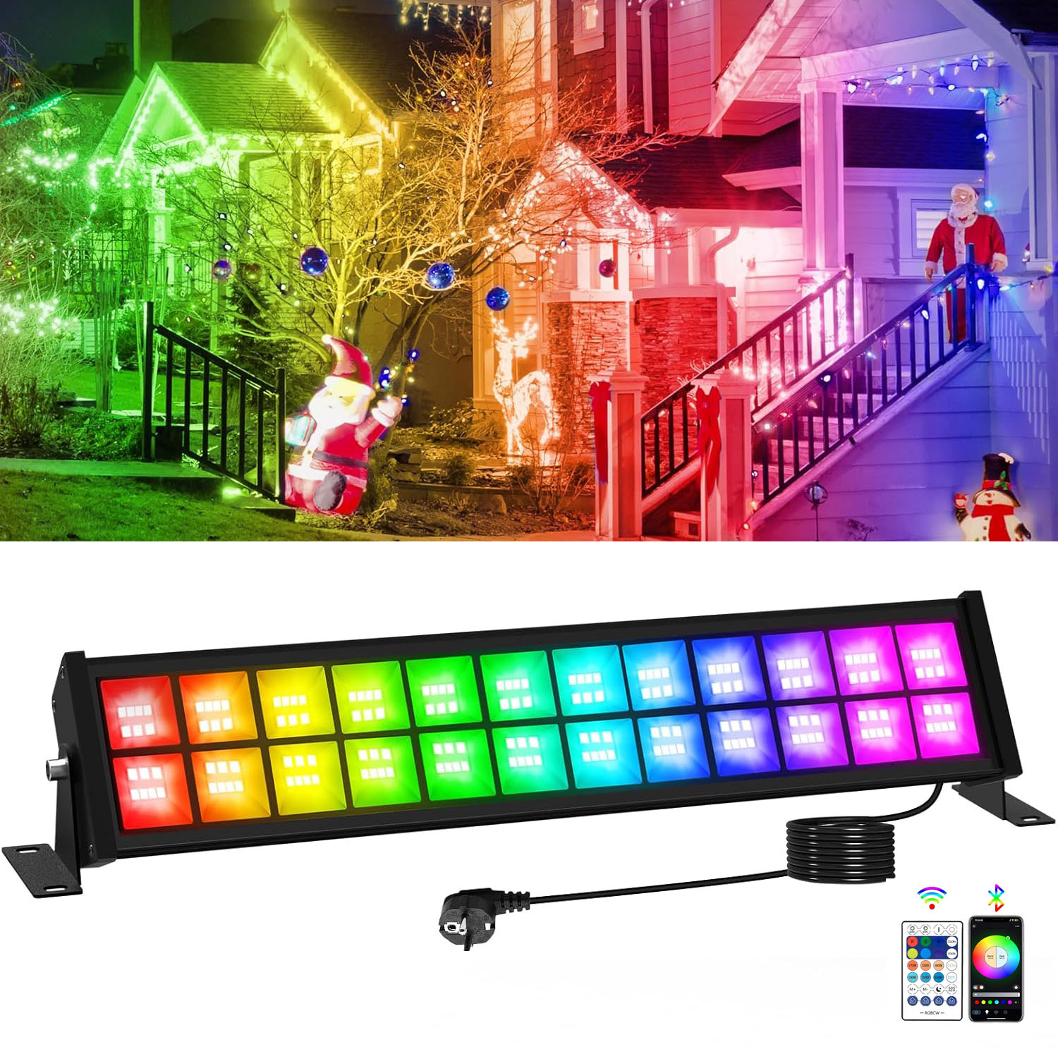 Smart Garden Lights Uk - 50/72W RGB LED Flutlicht Bar Mit