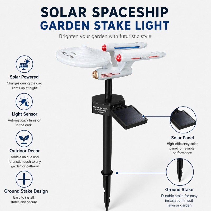 Smart Garden Light Camera - Star Trek USS Enterprise Solar-Gartenleuchte mit