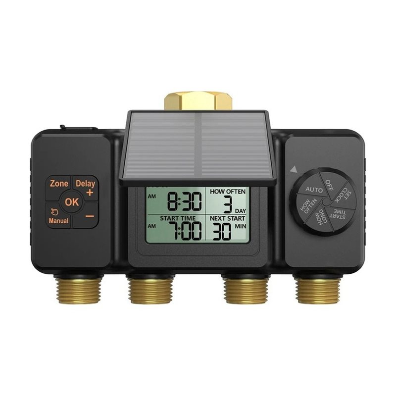 Smart Garden Tap Timer - B97A-BSP3/4 Solar-Bewässerungstimer Automatisches Bewässerungssystem 4-Zonen-Smart-Controller für