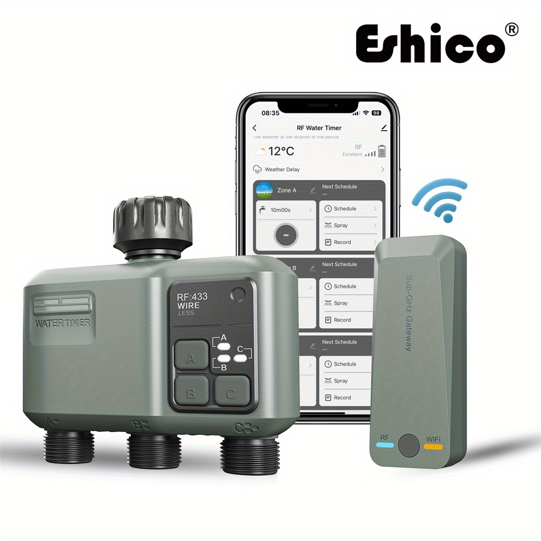 App Smart Garden - Eshico Smart Sprinkler Timer: 3-Zonen-RF433-Funksystem mit