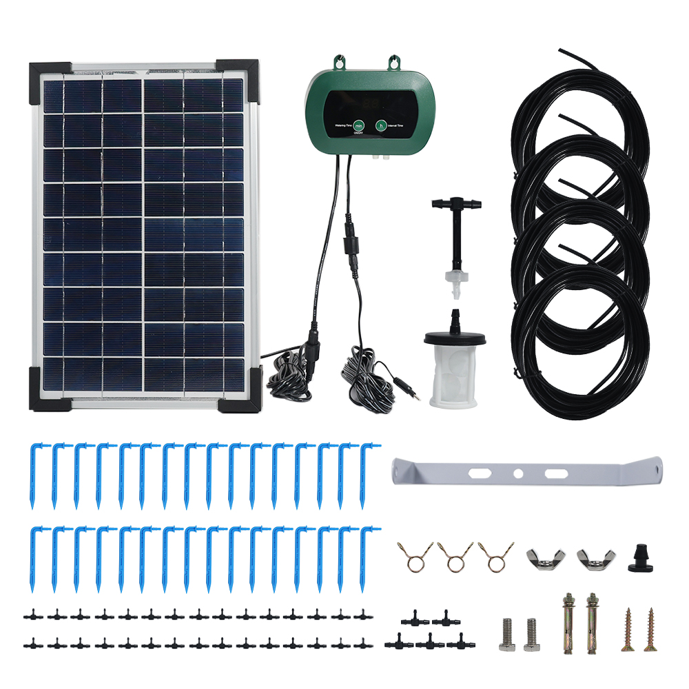 Smart Garden Irrigation System - Solar-Hydroponik-Ausrüstung Mikro-Tropfpumpen Garten-Gewächshaus-Bewässerungsset Intelligenter Controller Tropfer