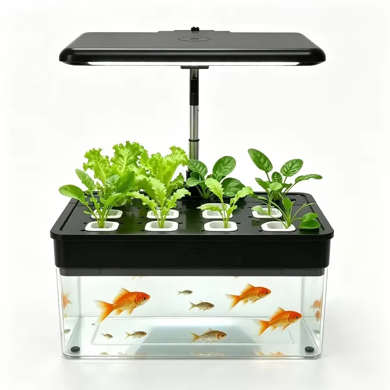 Aquaponics Home Kit - 12-Pod-Hydroponiksystem, Acryl-Aquarium, bruchsicheres Pflanzensymbiose-Kit für den