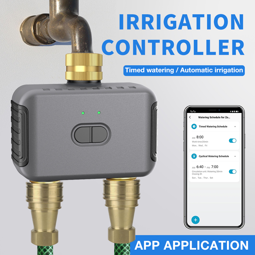 Smart Garden Irrigation System - Tuya 2-Zonen-Bewässerungstimer Garten Automatischer Bewässerungssteuerung Bewässerungssystem